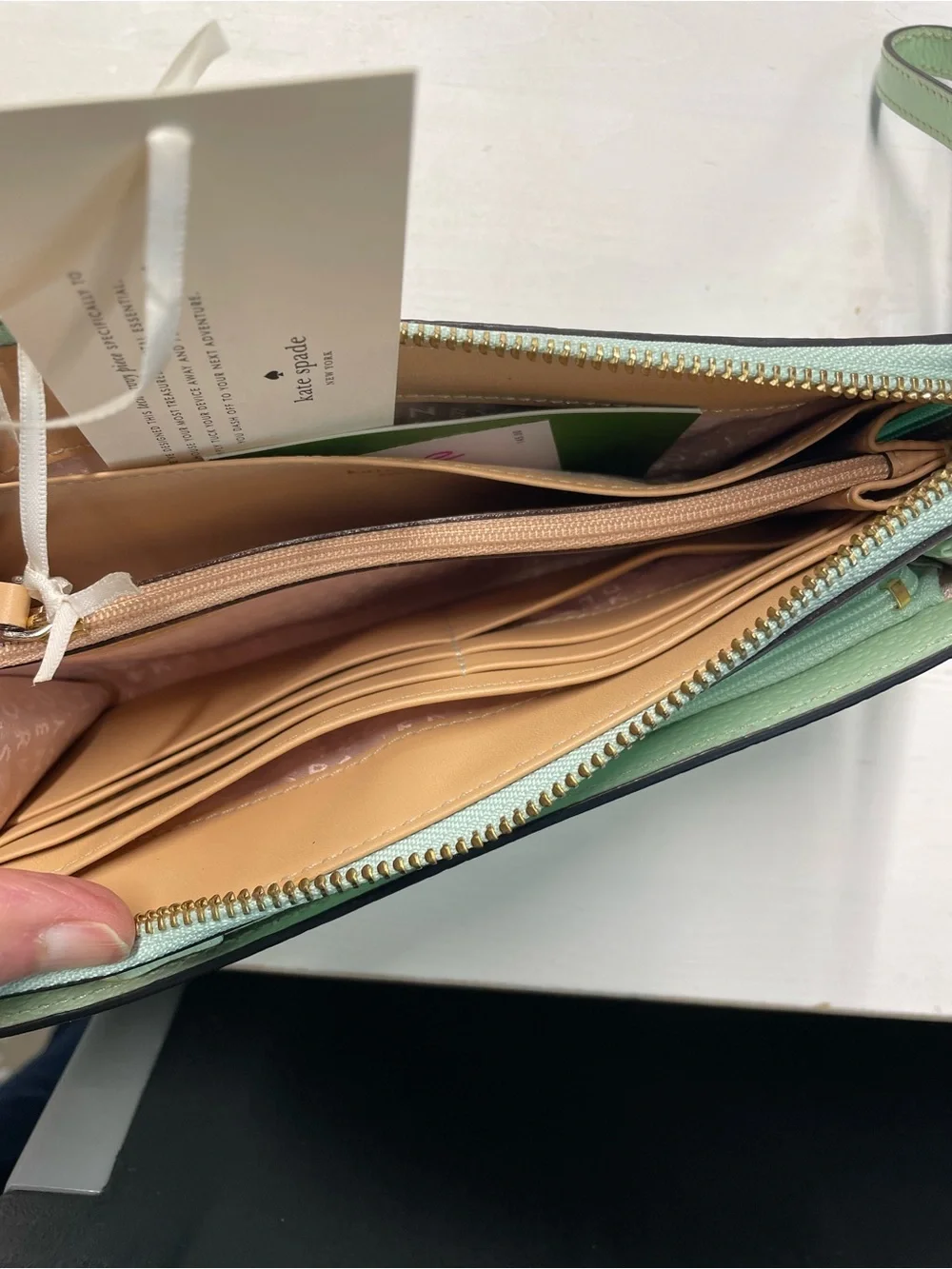 kate spade Mint Green Pebbled Leather Wristlet